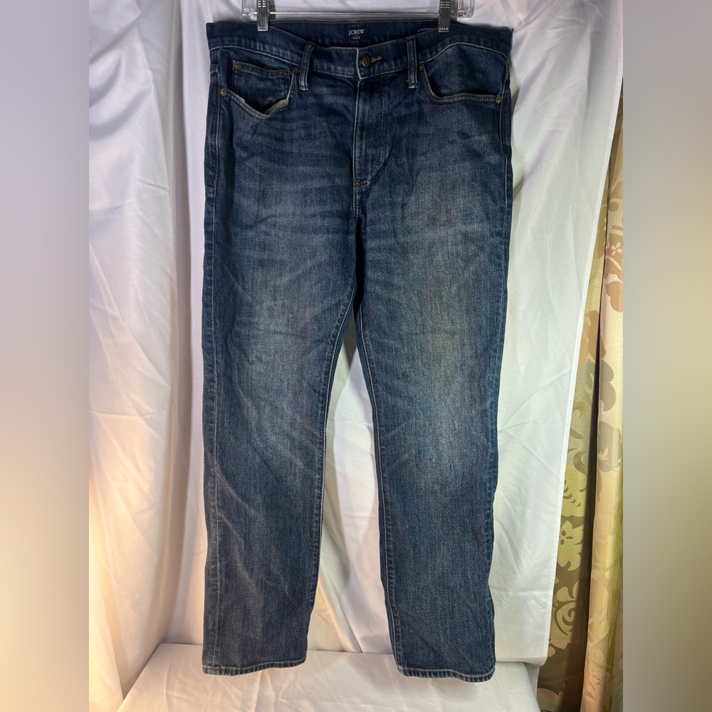 Mens J. Crew Straight Flex jeans 36x32 BLUE Faded
